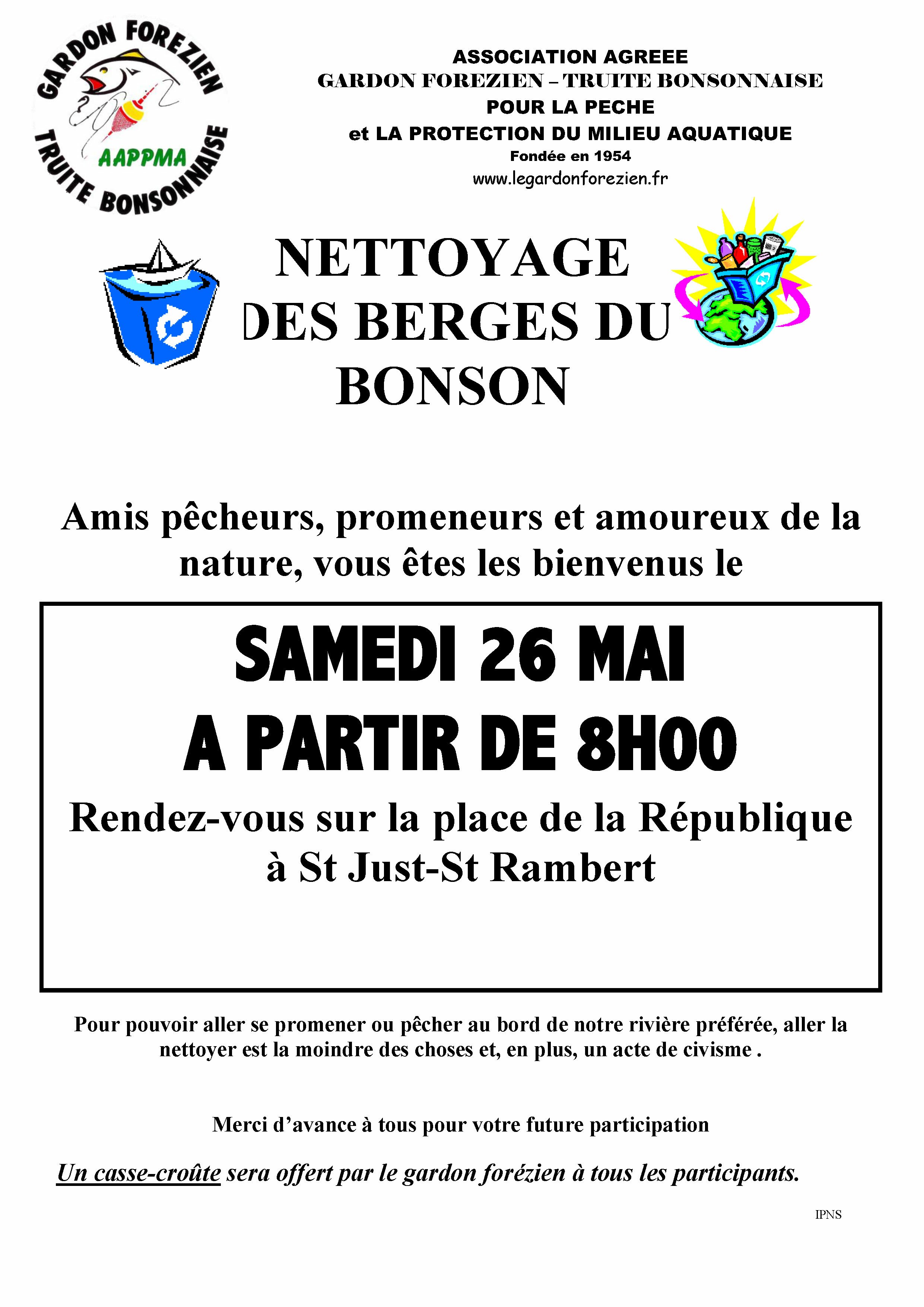 Affiches nettoyage de berges rivire Le Bonson
